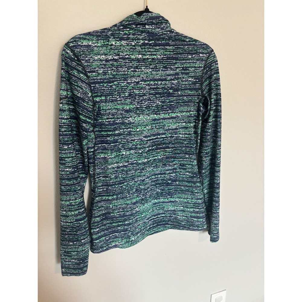 Nike Dri-FIT Womens Quarter Zip Pullover Green Navy Blue Static Print Size M - Picture 3 of 3
